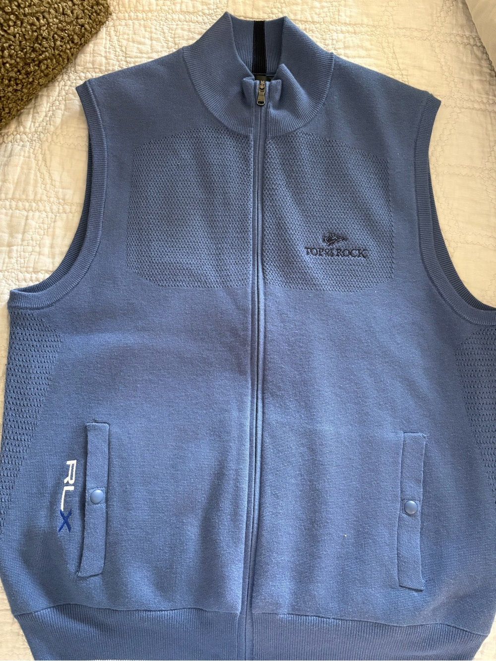 RLX Ralph Lauren Slate Blue Zip-Up Knit Vest